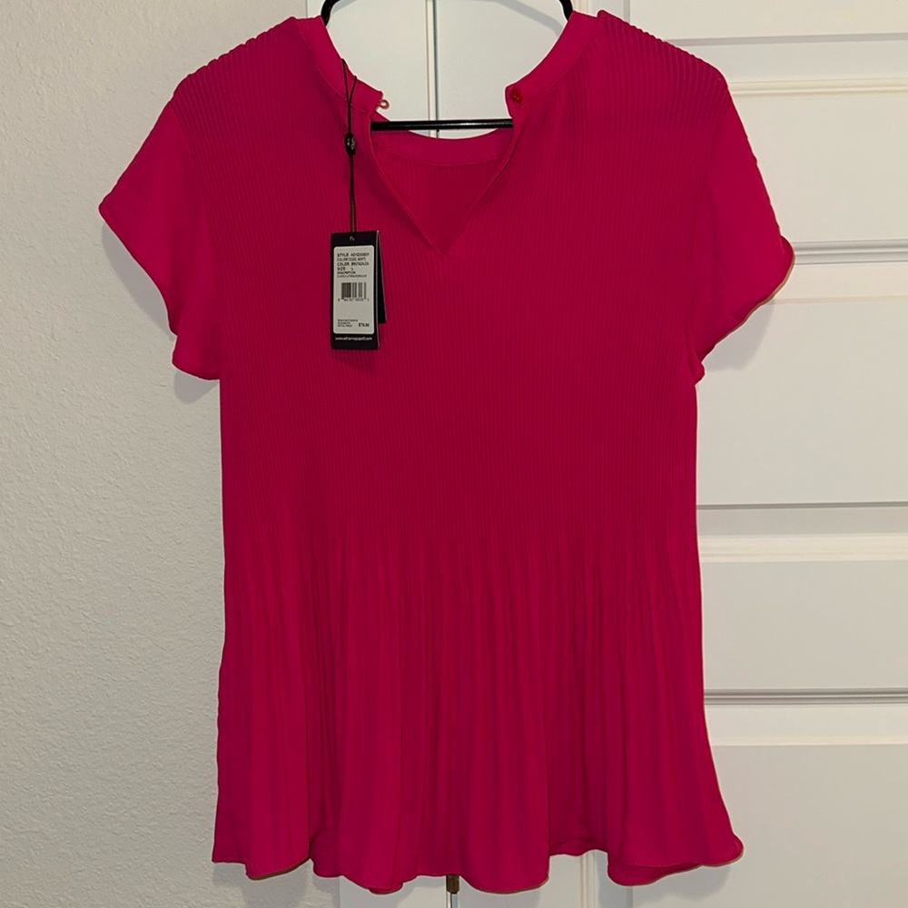 Hot pink pleated blouse